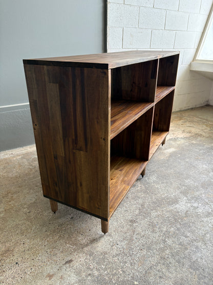 Custom Built Acacia Two Bay Record Player/LP Storage Unit
