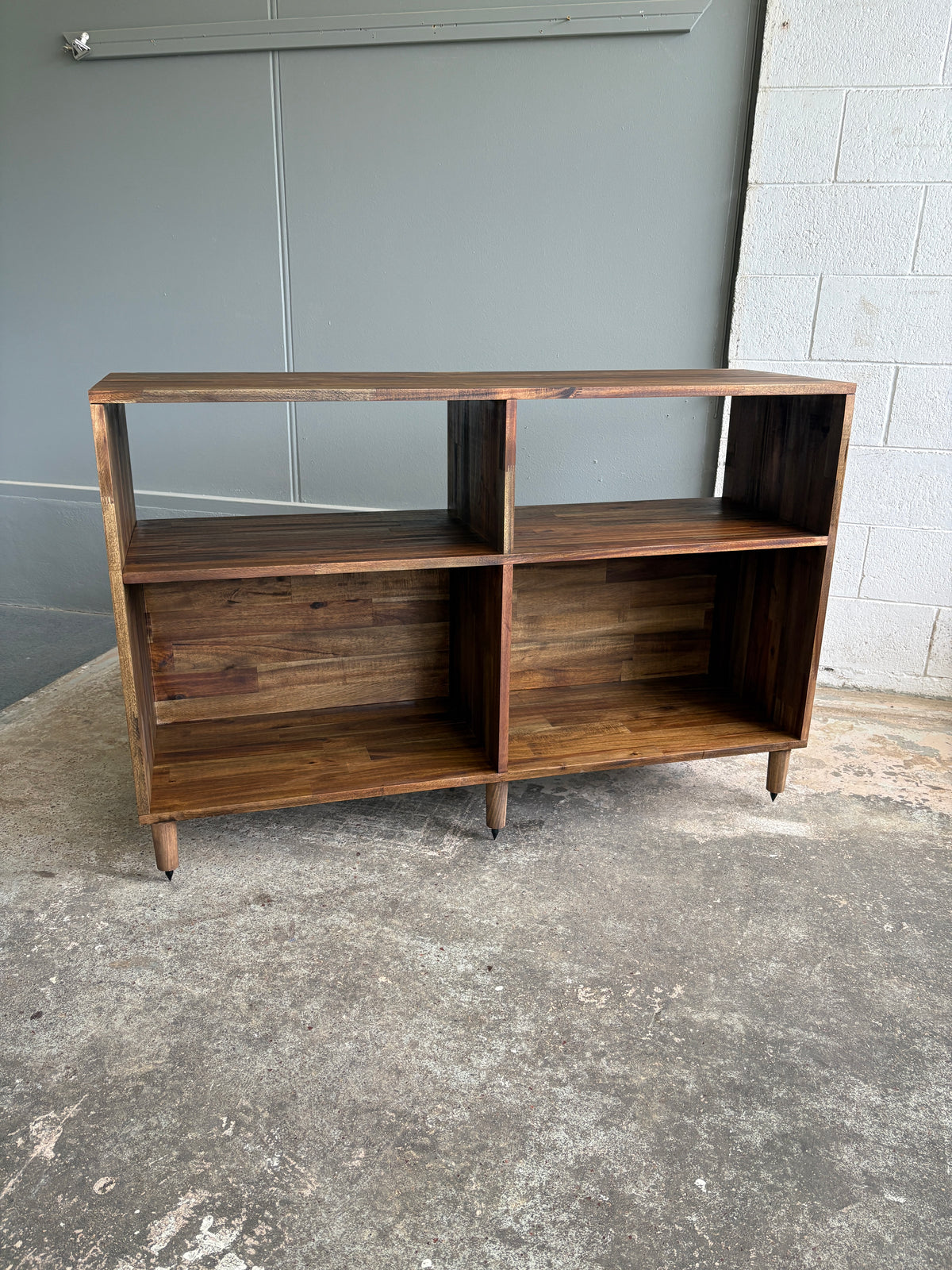 Custom Built Acacia Two Bay Record Player/LP Storage Unit
