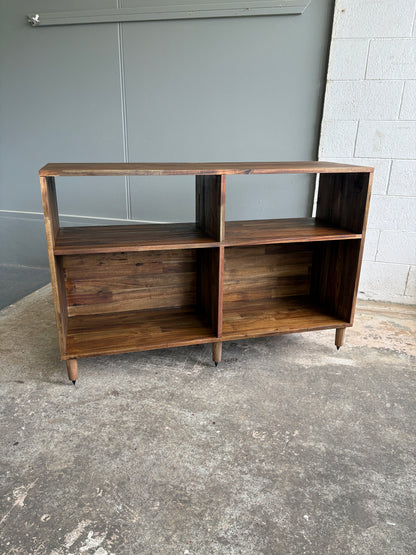 Custom Built Acacia Two Bay Record Player/LP Storage Unit