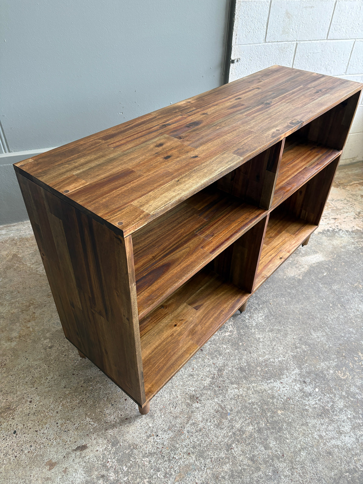 Custom Built Acacia Two Bay Record Player/LP Storage Unit