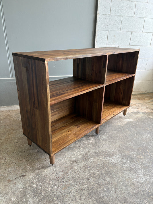Custom Built Acacia Two Bay Record Player/LP Storage Unit