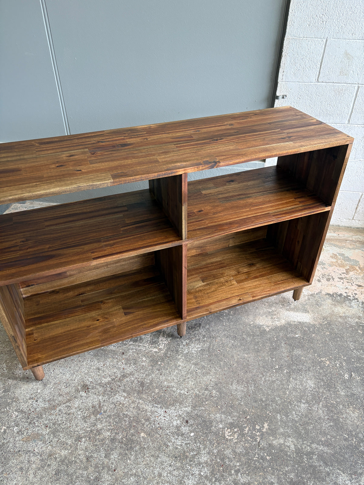 Custom Built Acacia Two Bay Record Player/LP Storage Unit