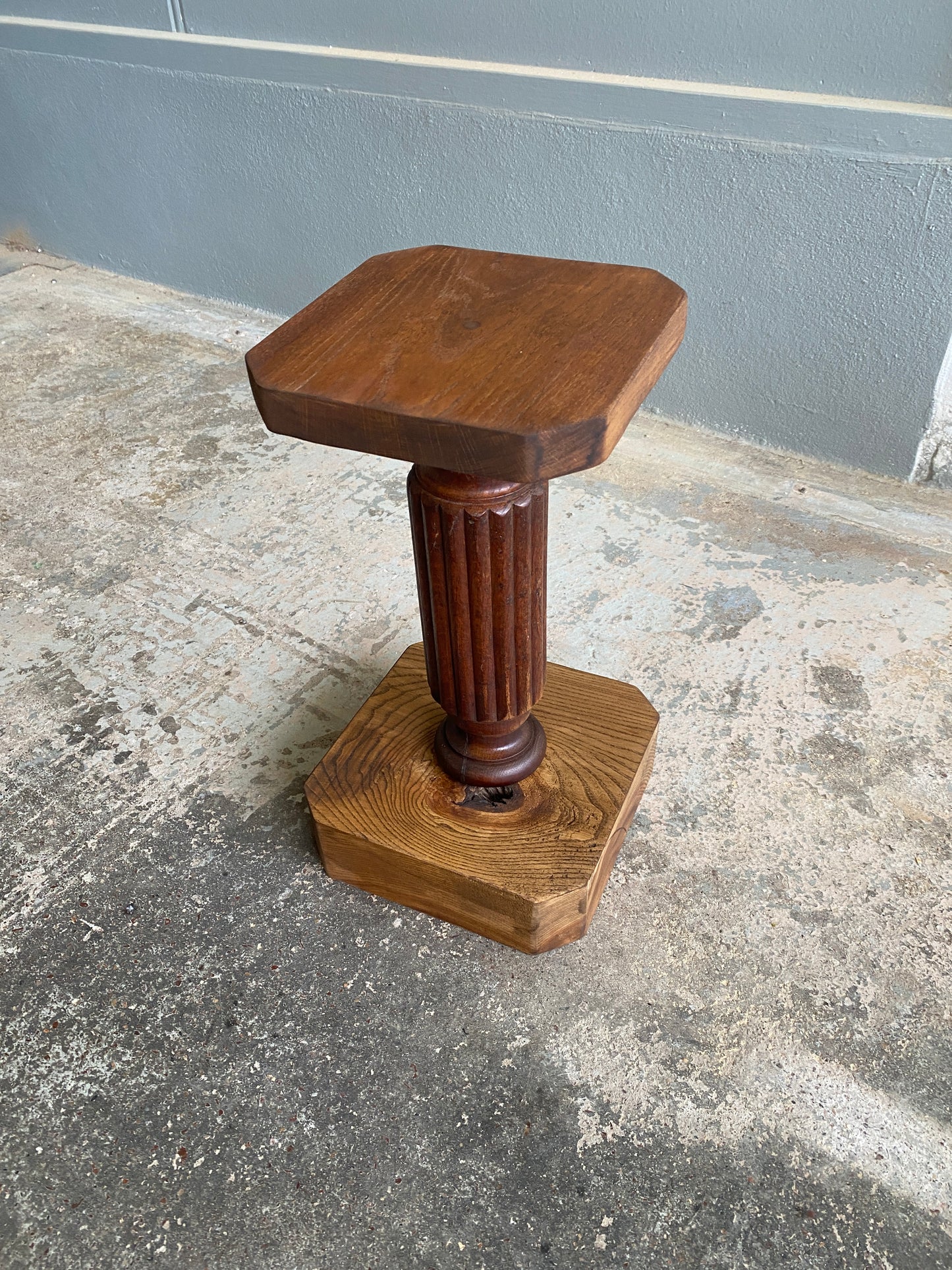 Custom Made Chunky Vintage Oak Mini Plant Stand