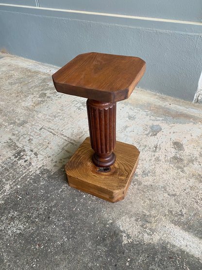 Custom Made Chunky Vintage Oak Mini Plant Stand