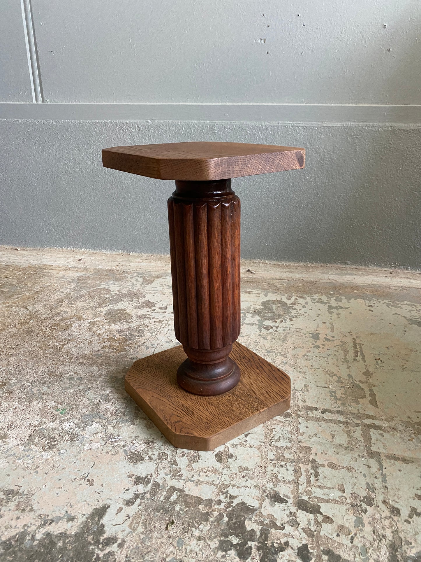 Custom Made Solid Vintage Oak Mini Plant Stand