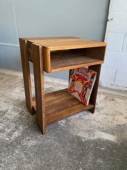 Custom Vintage Oak LP Player Stand & Rack