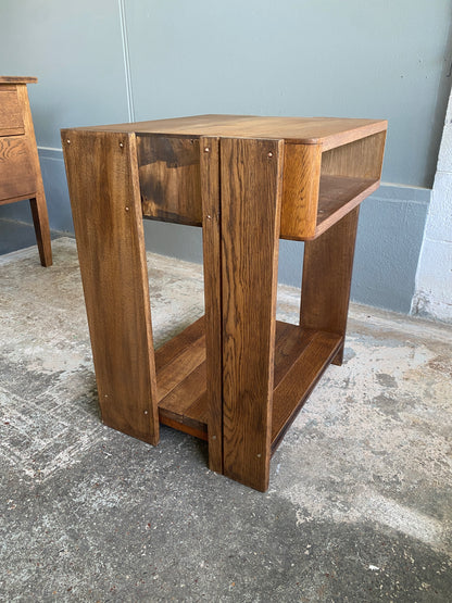 Custom Vintage Oak LP Player Stand & Rack