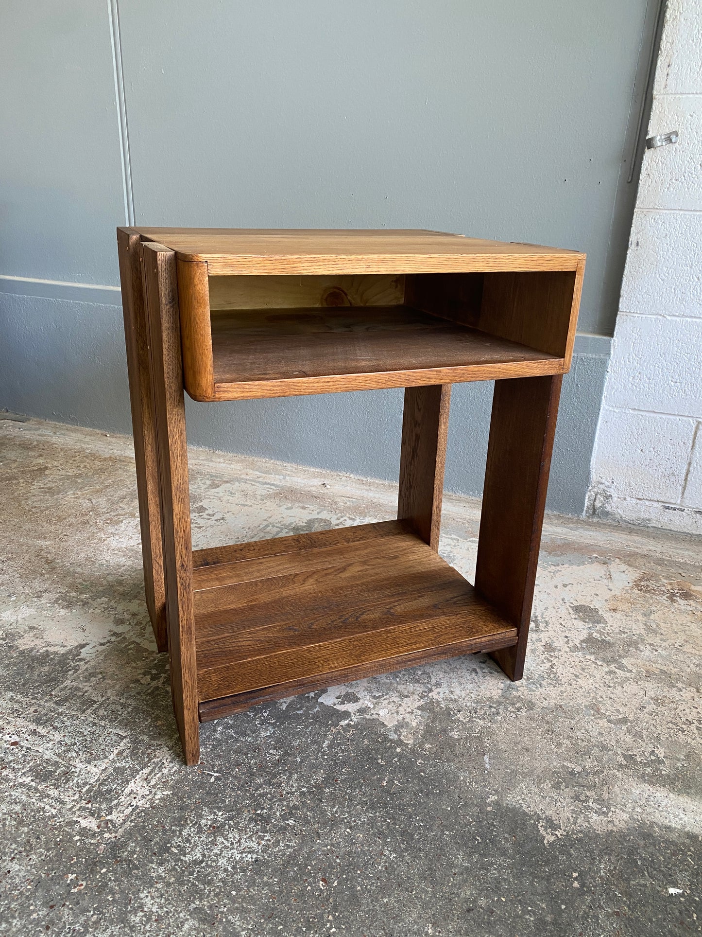 Custom Vintage Oak LP Player Stand & Rack