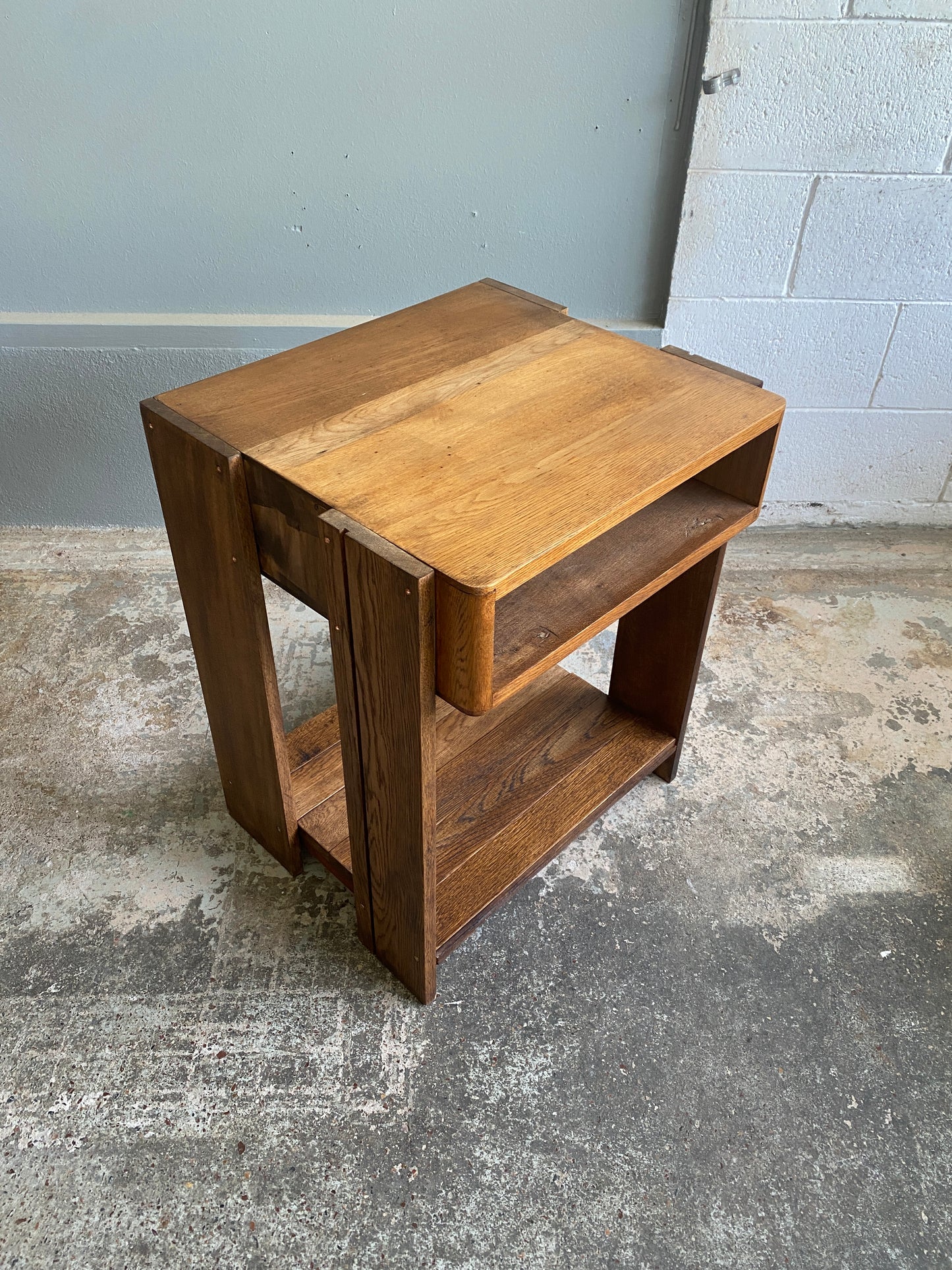 Custom Vintage Oak LP Player Stand & Rack