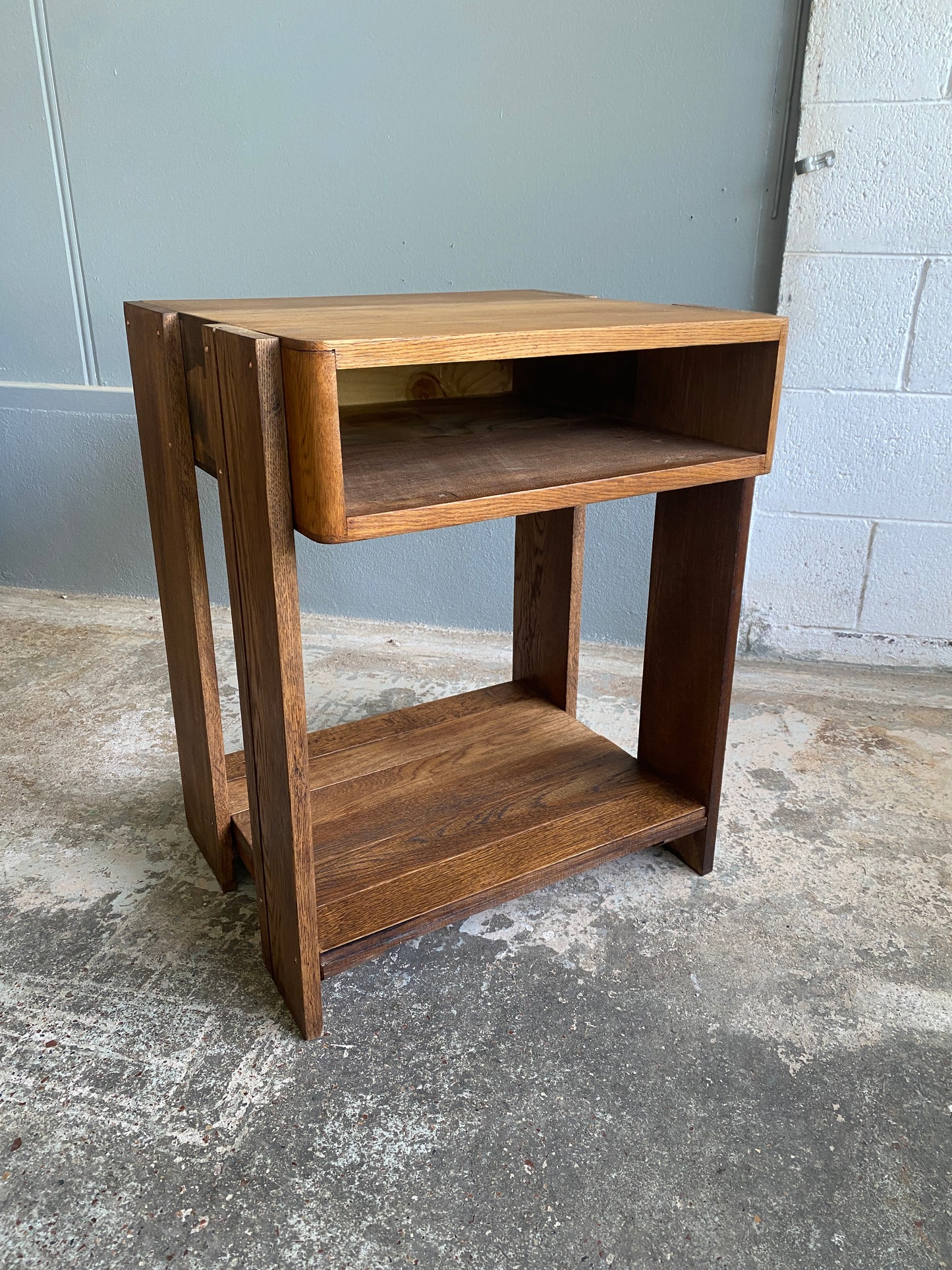 Custom Vintage Oak LP Player Stand & Rack