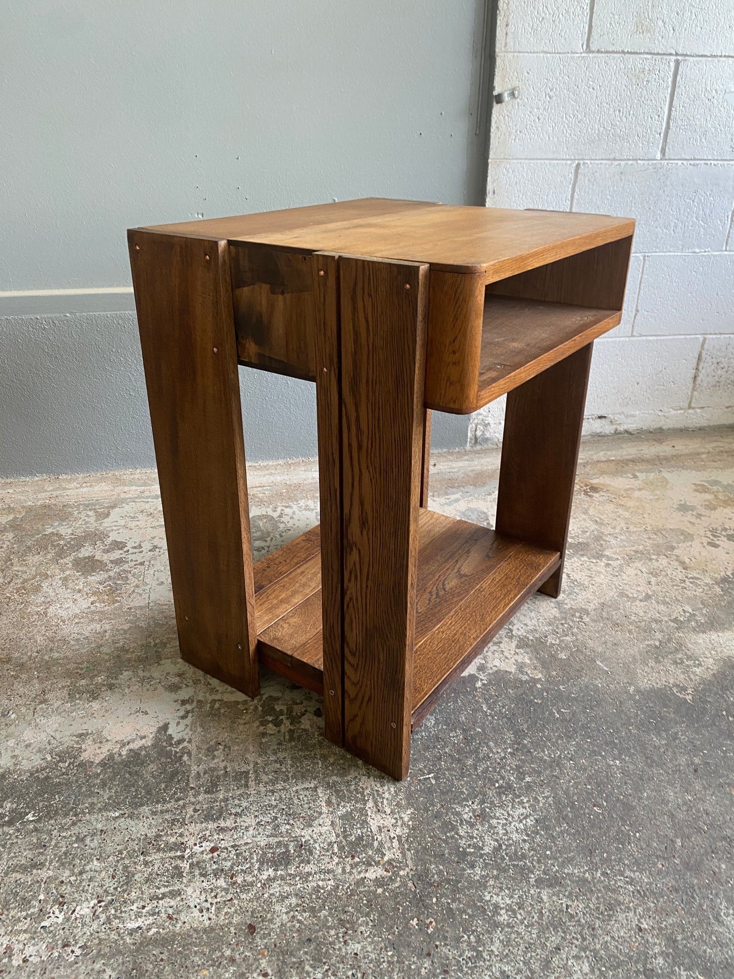 Custom Vintage Oak LP Player Stand & Rack