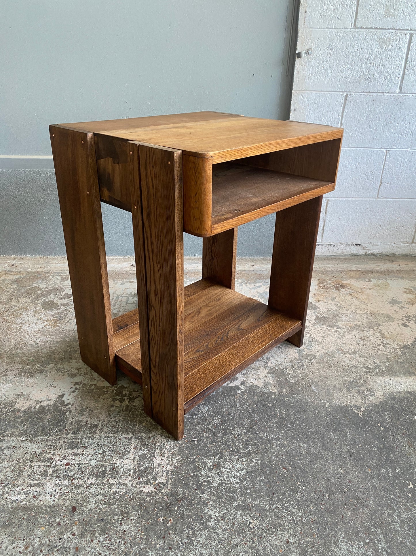 Custom Vintage Oak LP Player Stand & Rack