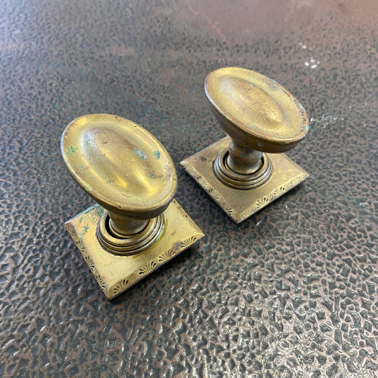 Edwardian Brass Door Knobs - Pair