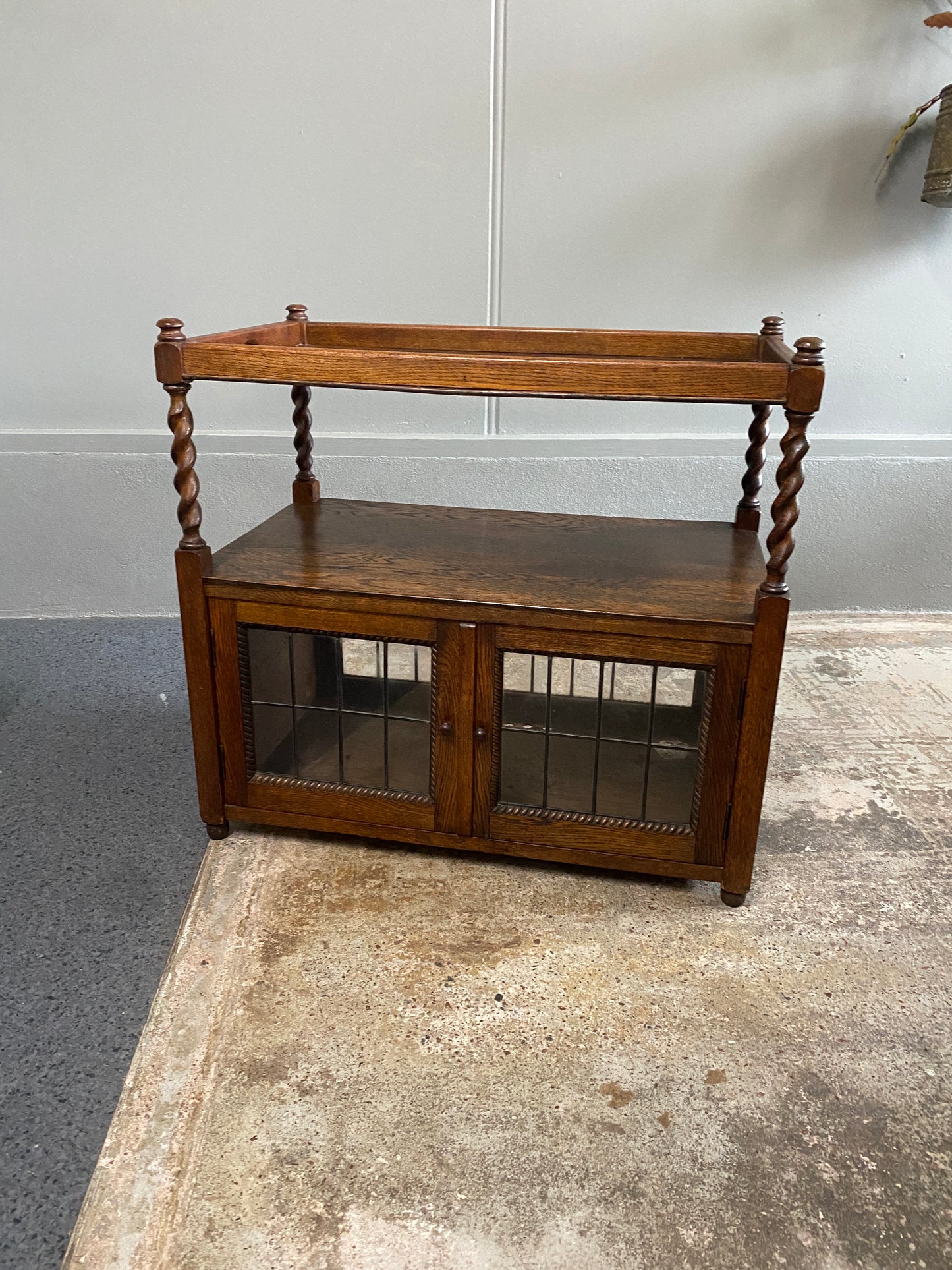 Edwardian Oak Side table/Serving Trolley