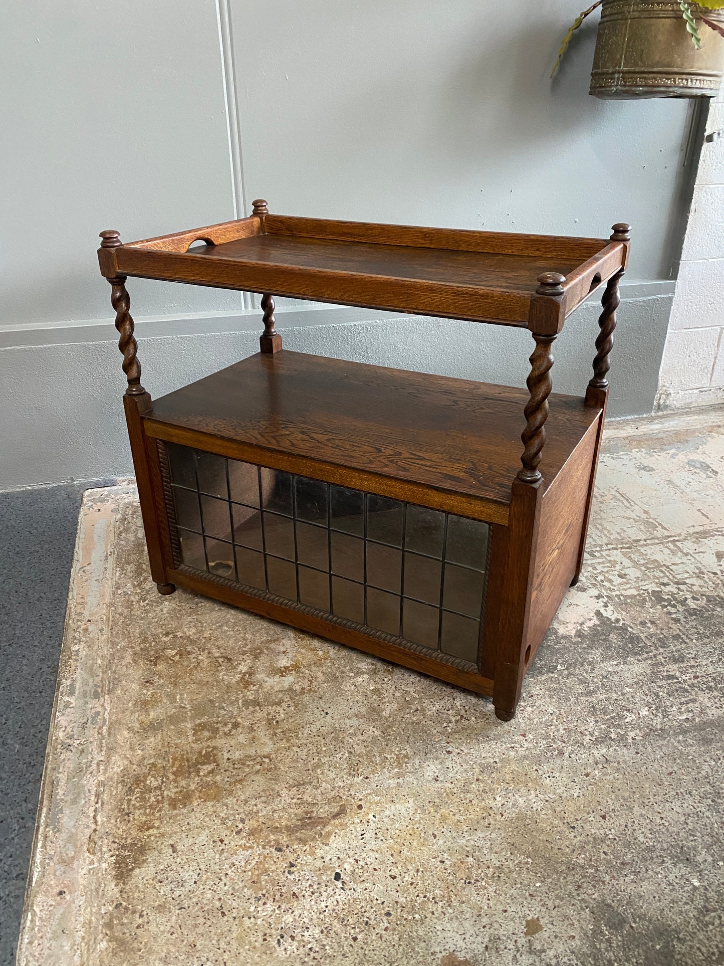Edwardian Oak Side table/Serving Trolley