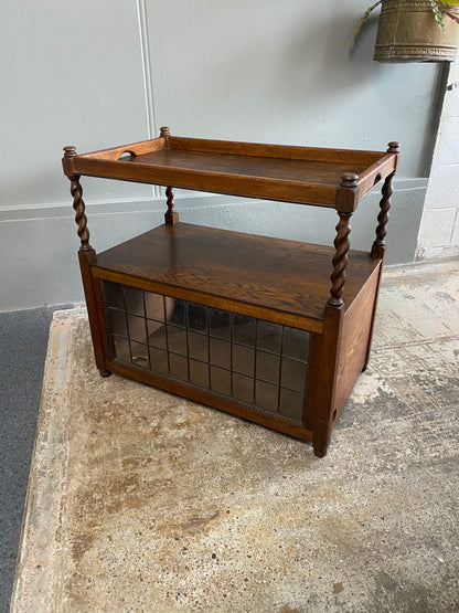 Edwardian Oak Side table/Serving Trolley