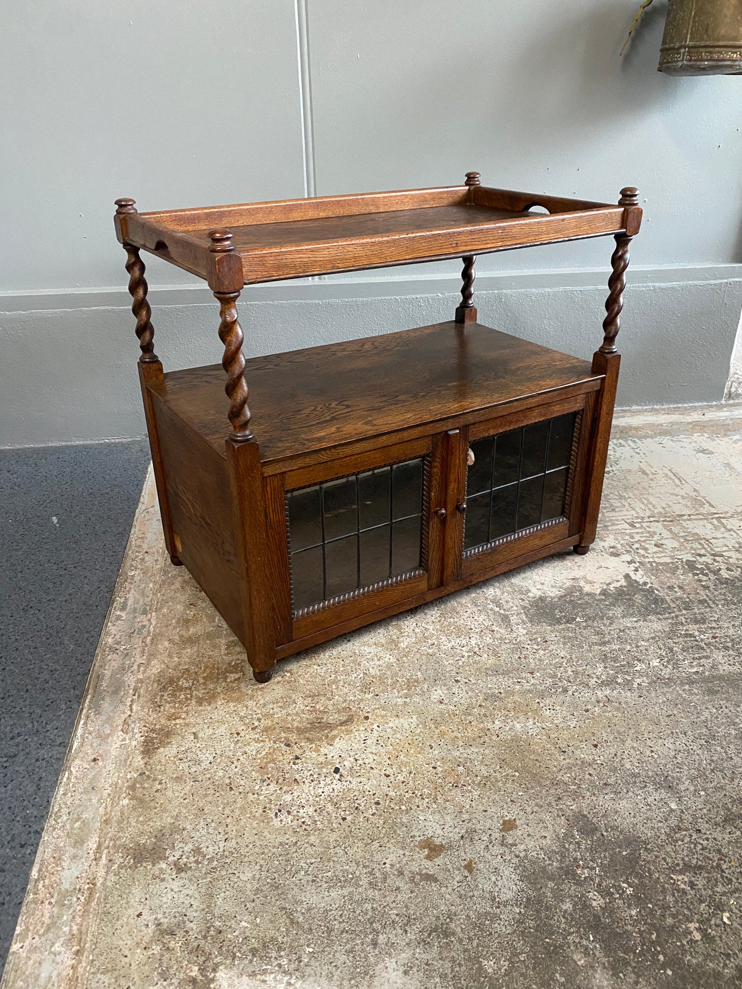 Edwardian Oak Side table/Serving Trolley