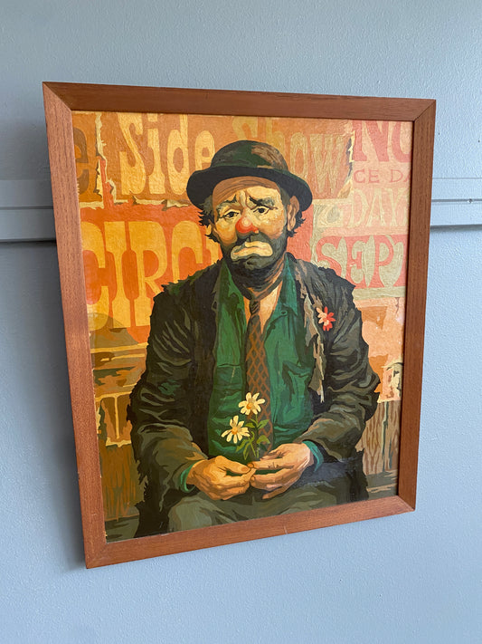 Vintage Emmett Kelly Clown Oil Painting on Board - Unknown