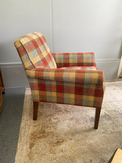 Funky Plaid Rolled Arm Chair