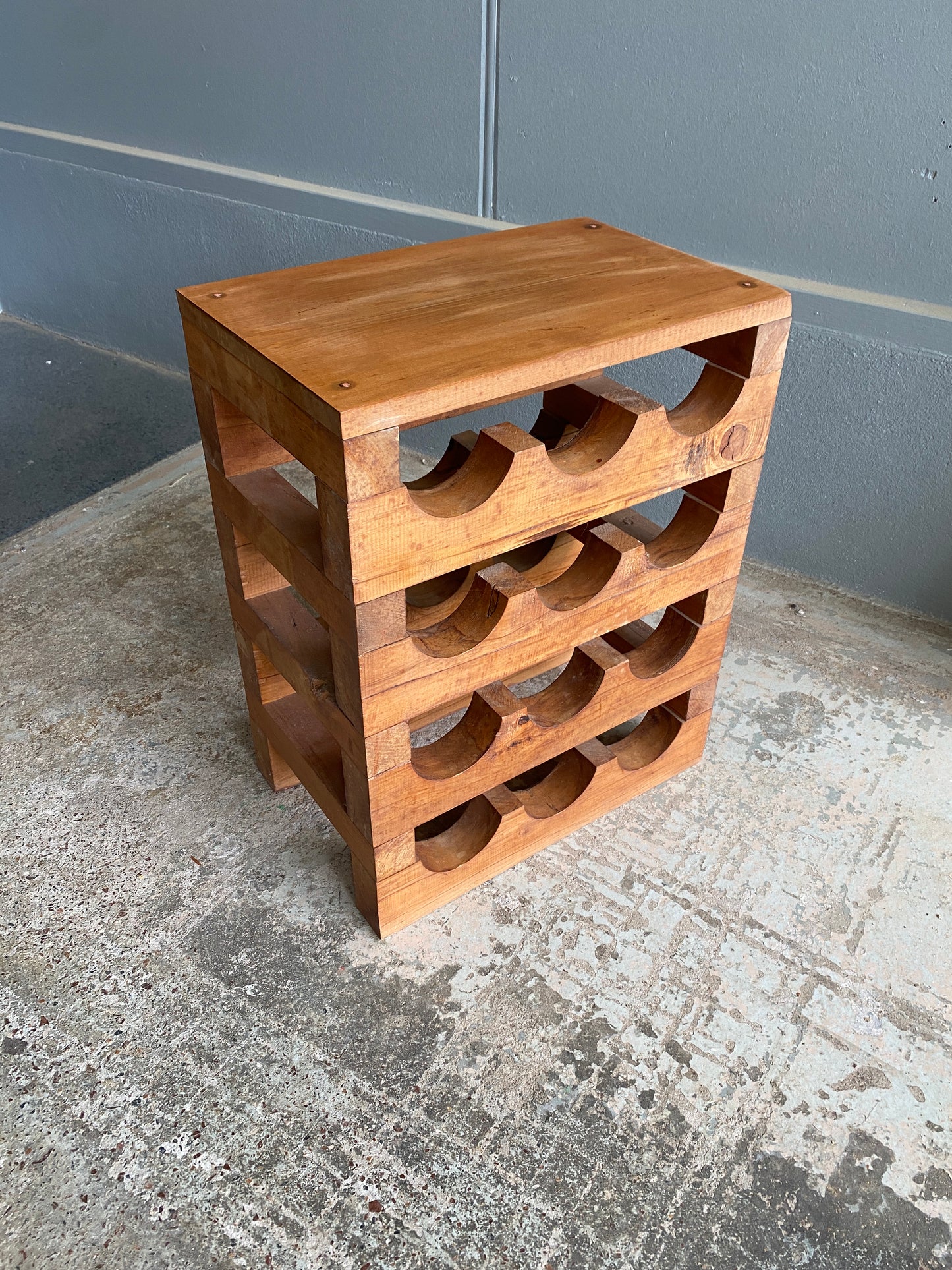 Handmade Chunky Rimu Wine Rack