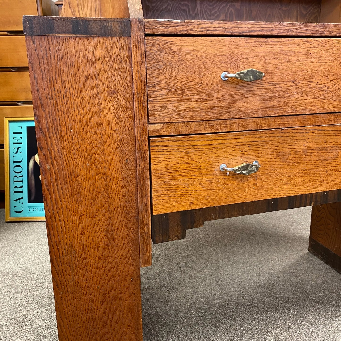 Industrial Oak Art Deco Bureau