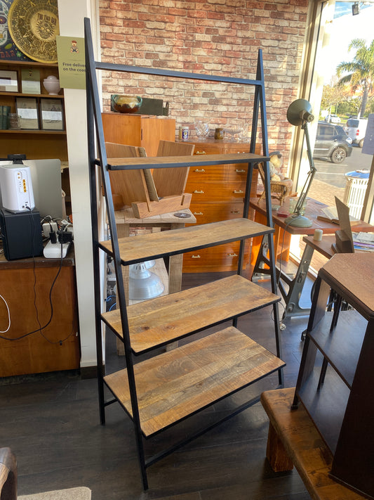 Industrial Style Steel & Oak Ladder Bookcase