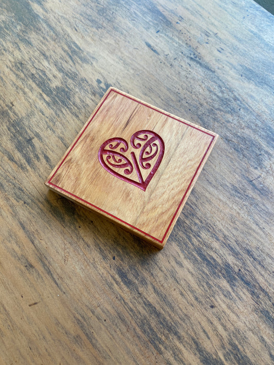 * Limited Edition * Rimu My Kiwi Heart Coasters x 4