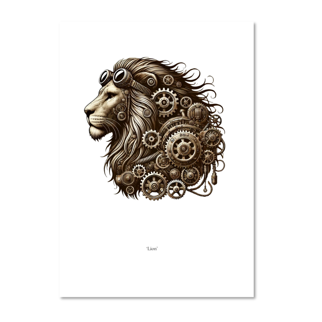 Lion - Steampunk Animals Fine Art Print