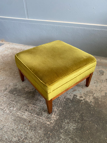 MCM Style Olive Velvet Ottoman