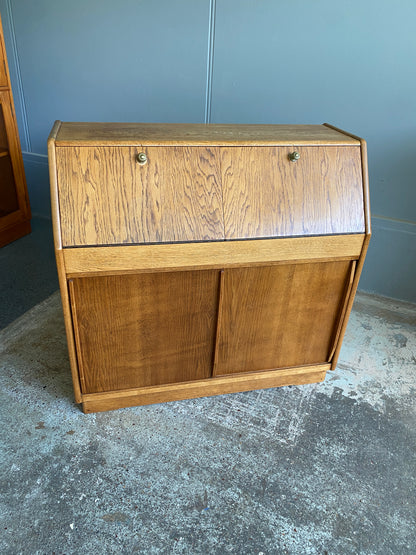 Mid-Century Light Tiger Oak Drinks/Record Cabinet