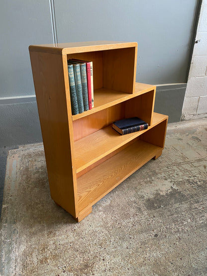 Mid-Century Light Oak Stepped Bookcase