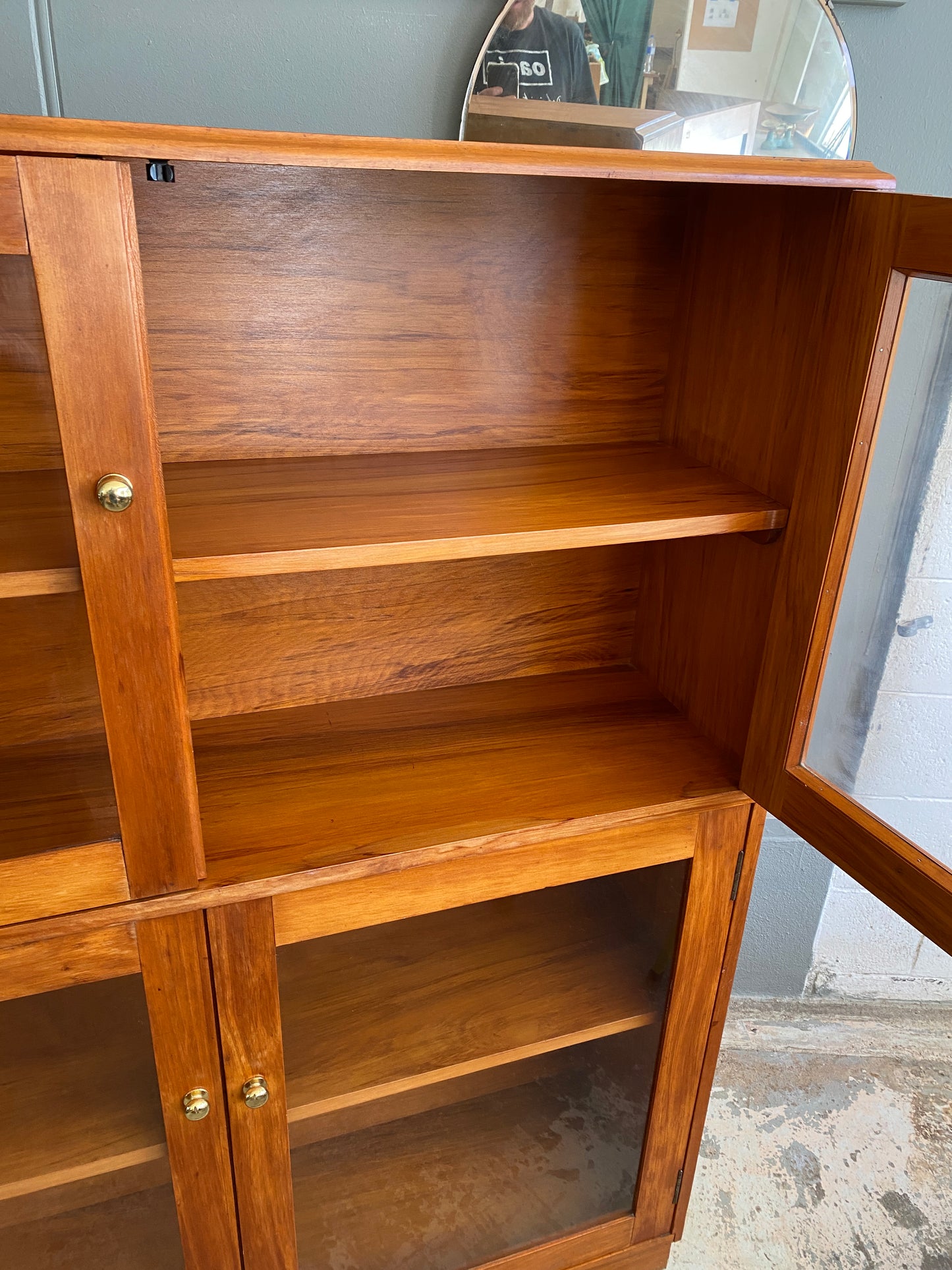 Mid-Century Solid Rimu Bookcase w. Doors