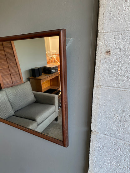 Mid-century Large Over Mantle Oak Mirror