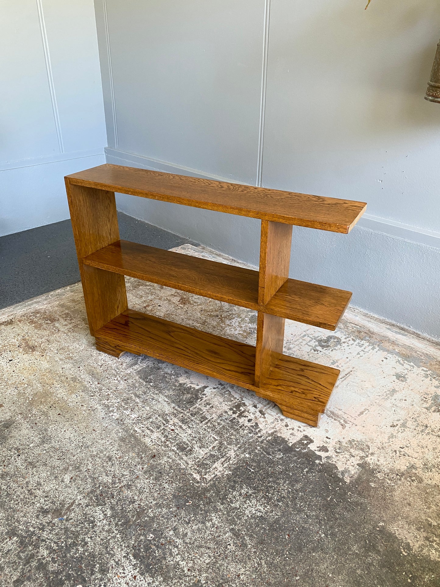 Mid-century Modern Tiger Oak Step Bookcase