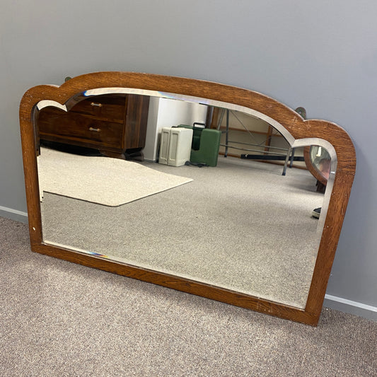 Mid-century Oak Over Mantle Mirror