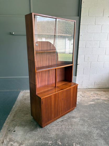 Mid-century Solid Sapele Mahogany Display Hutch