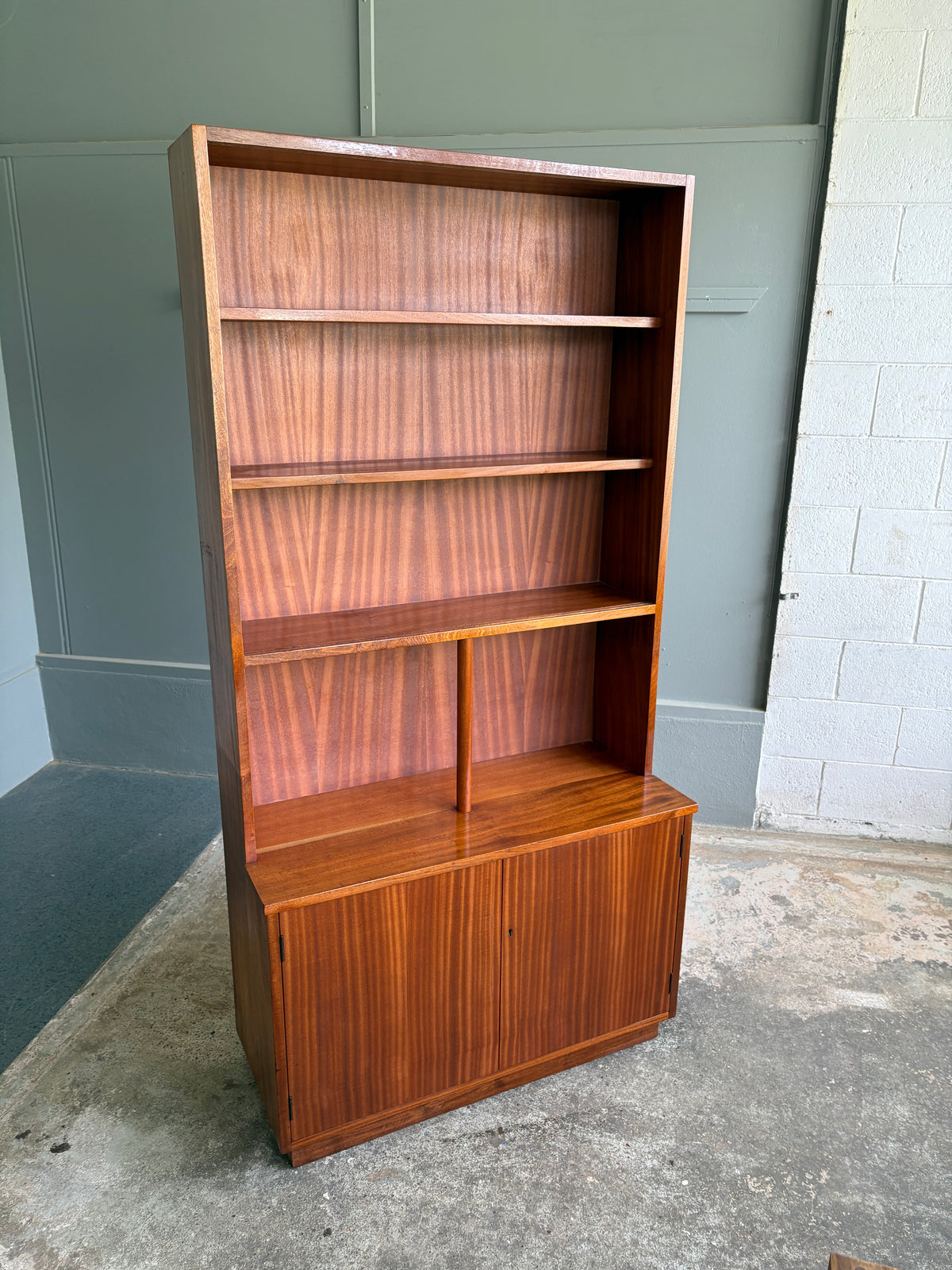 Mid-century Solid Sapele Mahogany Display Hutch