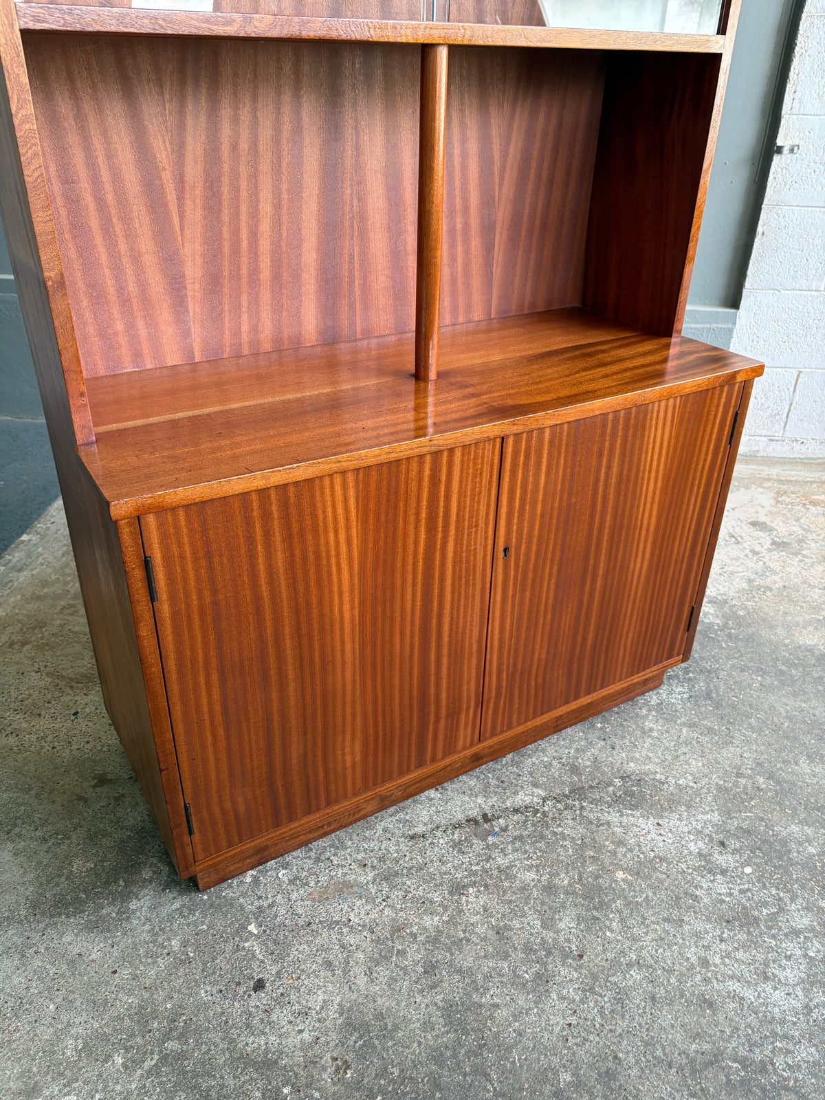 Mid-century Solid Sapele Mahogany Display Hutch