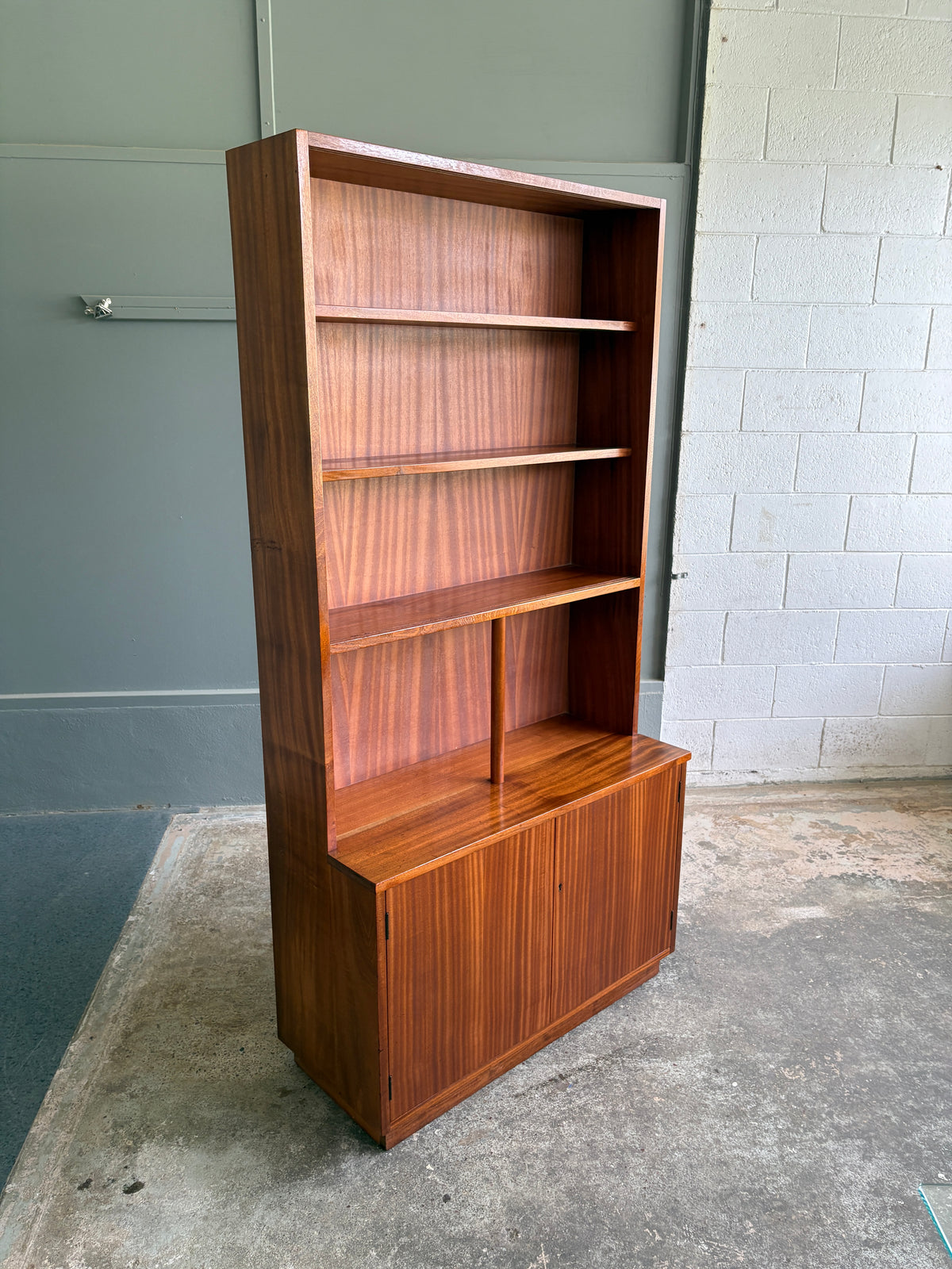 Mid-century Solid Sapele Mahogany Display Hutch