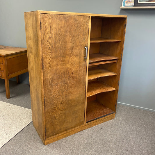 Mid-century Tiger Oak Converted Manrobe