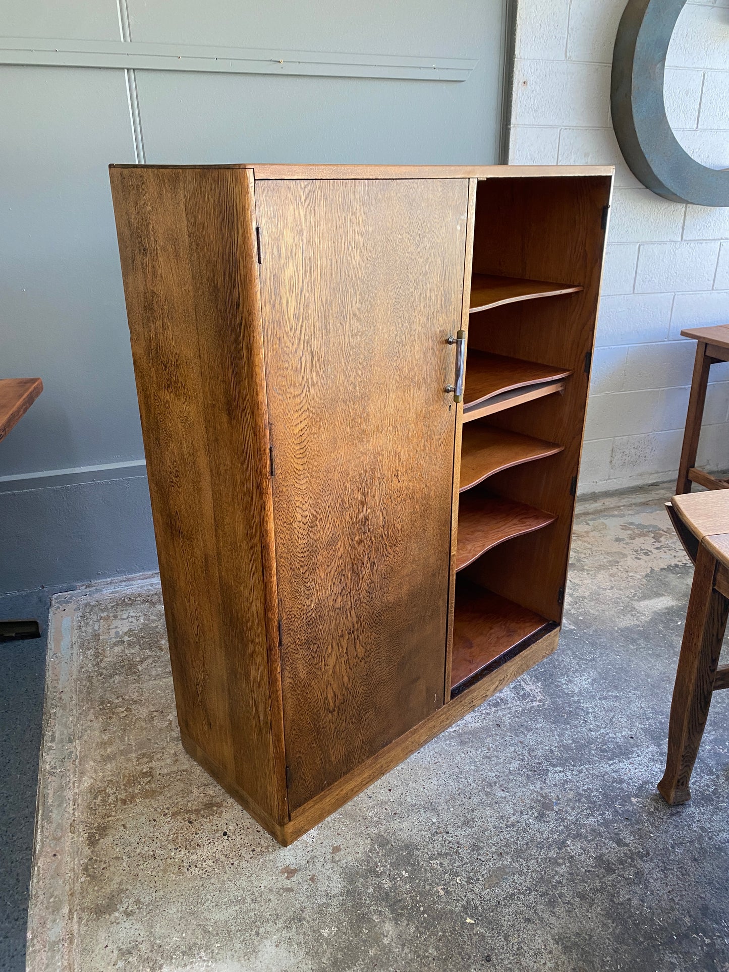 Mid-century Tiger Oak Converted Manrobe