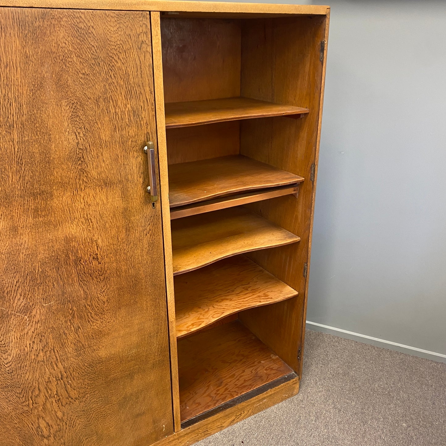 Mid-century Tiger Oak Converted Manrobe