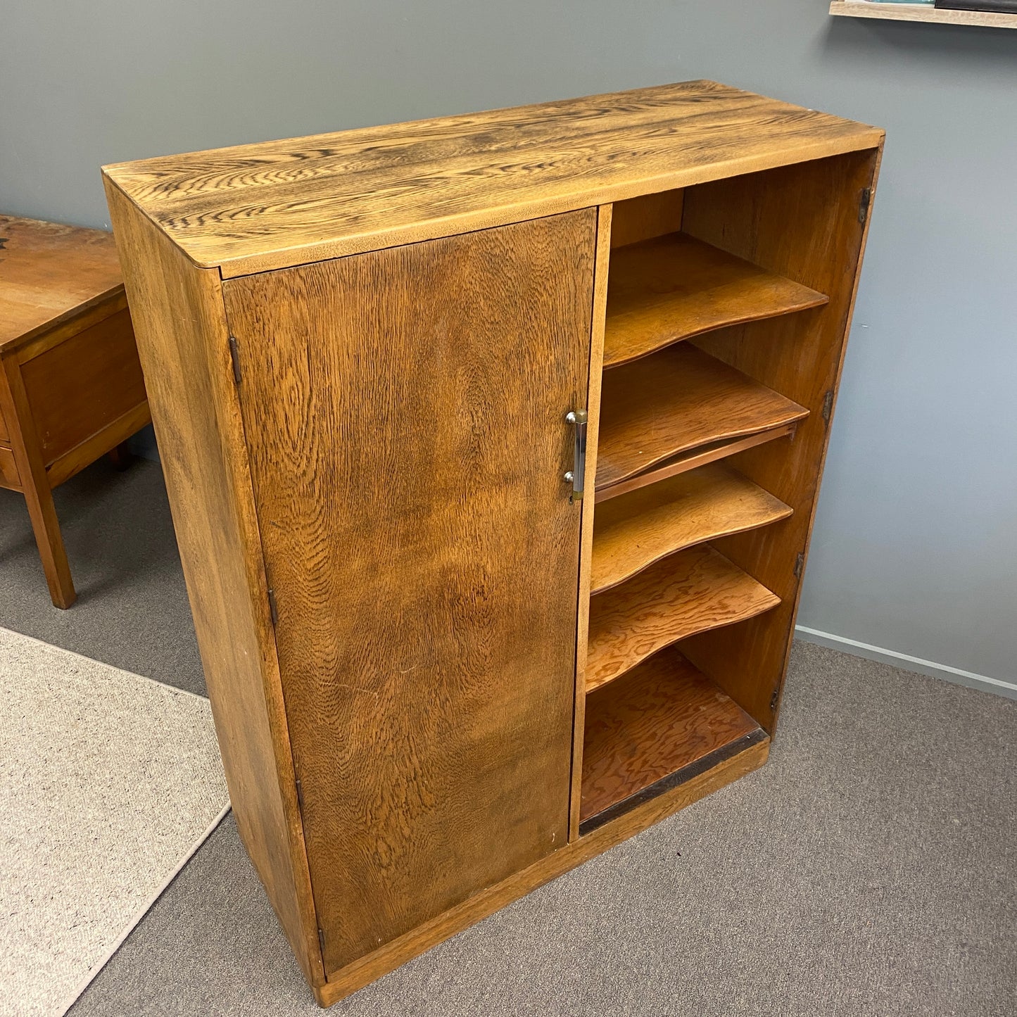 Mid-century Tiger Oak Converted Manrobe