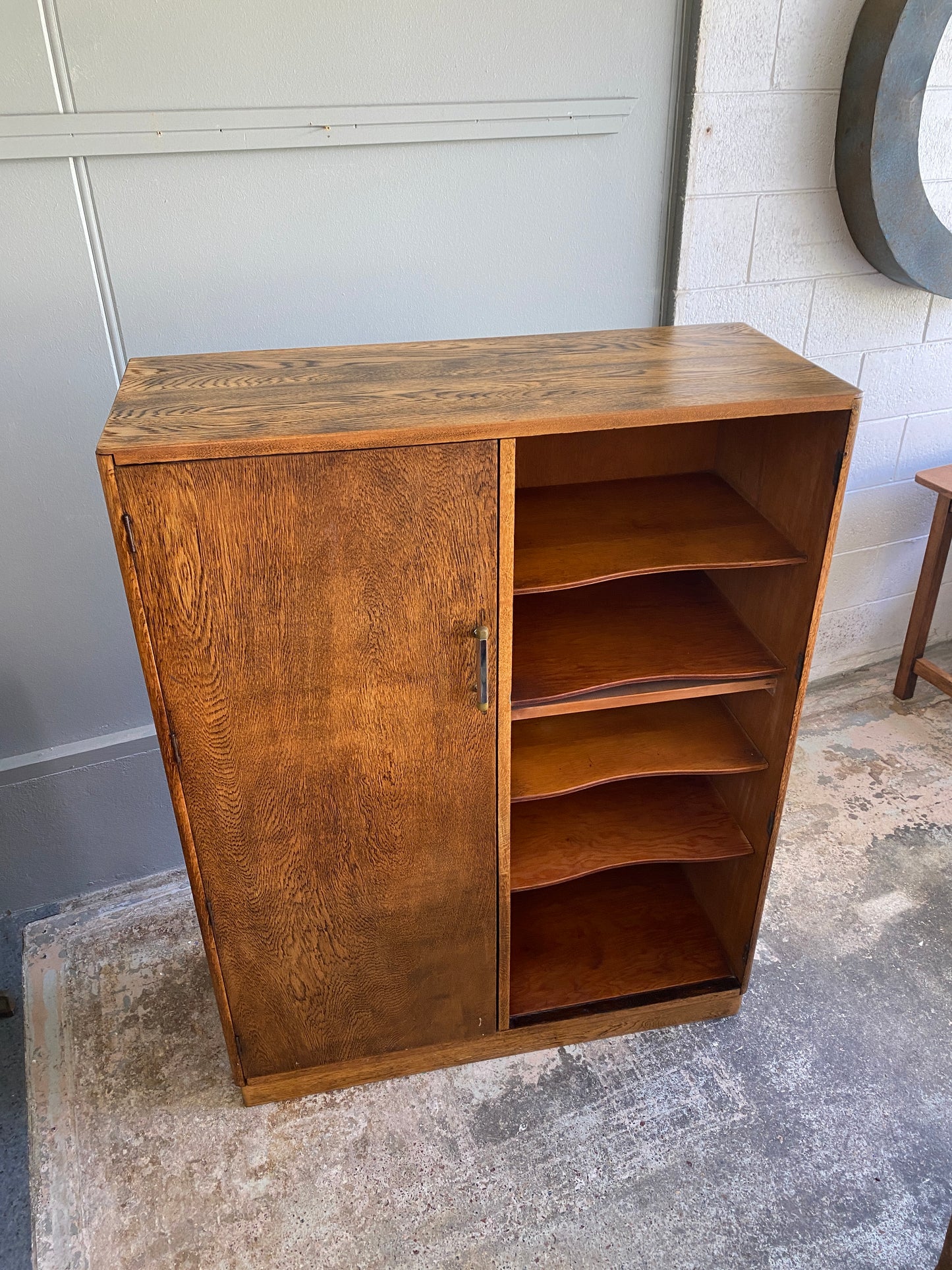 Mid-century Tiger Oak Converted Manrobe