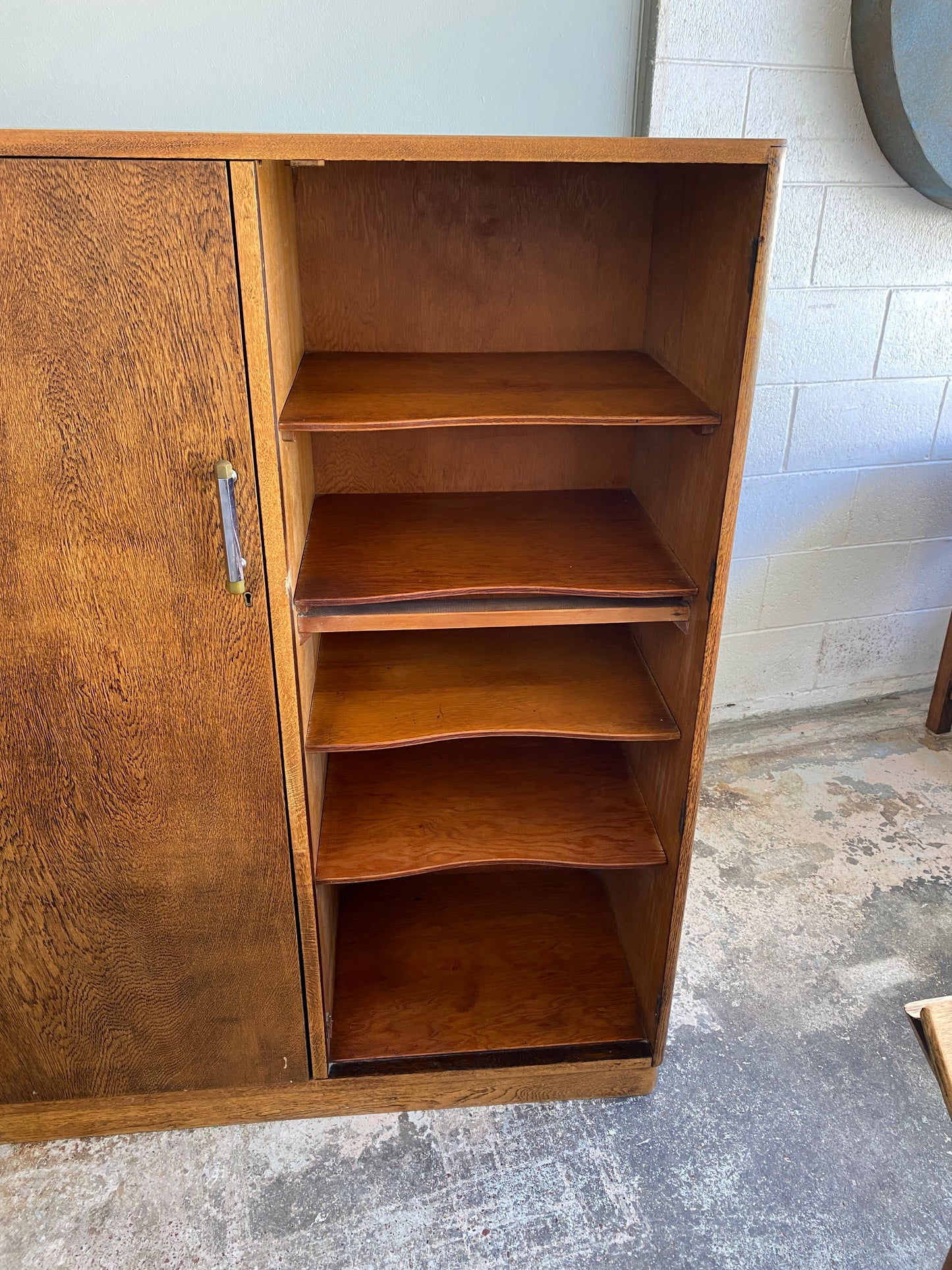 Mid-century Tiger Oak Converted Manrobe