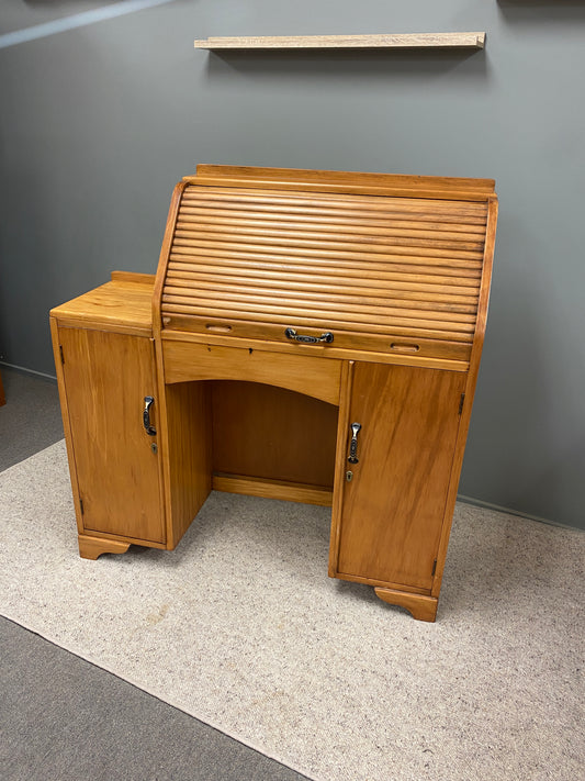 Mid-century Solid Rimu Tambour Hall Desk