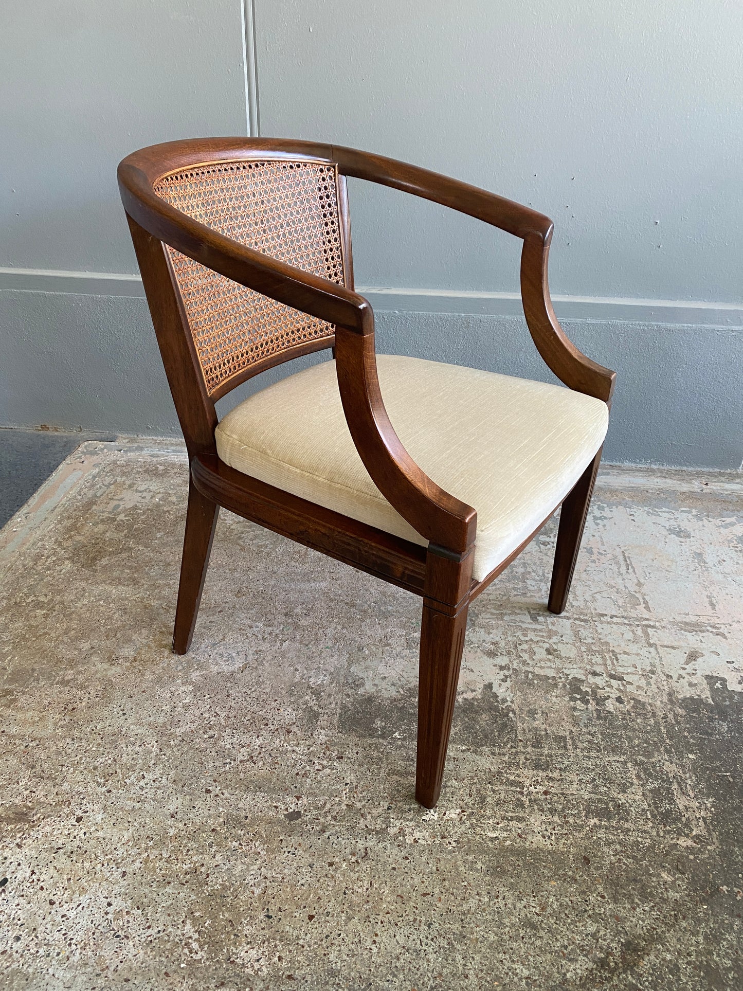 Mid Century Canned Barrel Mahogany Chair (Pair)