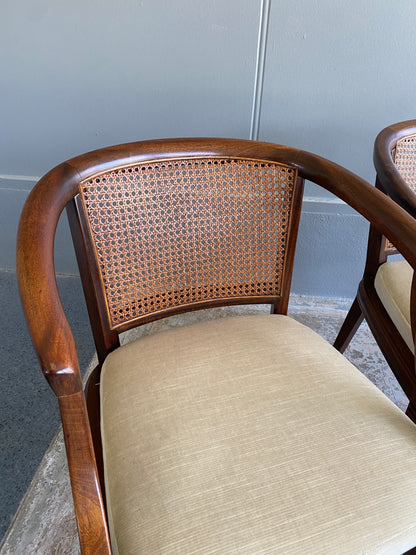 Mid Century Canned Barrel Mahogany Chair (Pair)