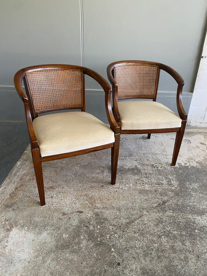 Mid Century Canned Barrel Mahogany Chair (Pair)