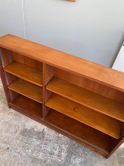 Mid Century Industrial Solid Oak Adjustable Bookcase